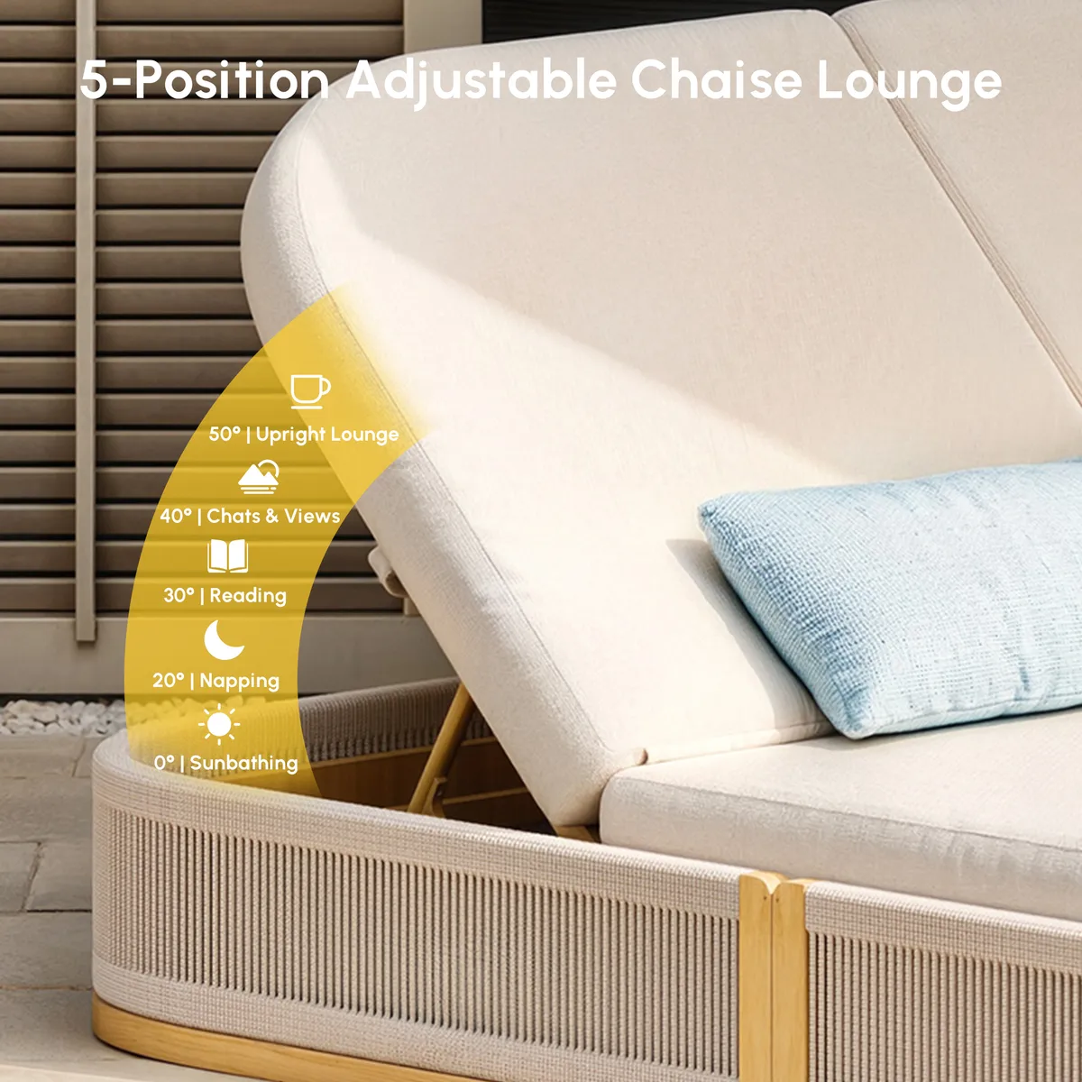 Costra Outdoor Aluminum & Rope Weave Reclining Chaise Lounge — image 18