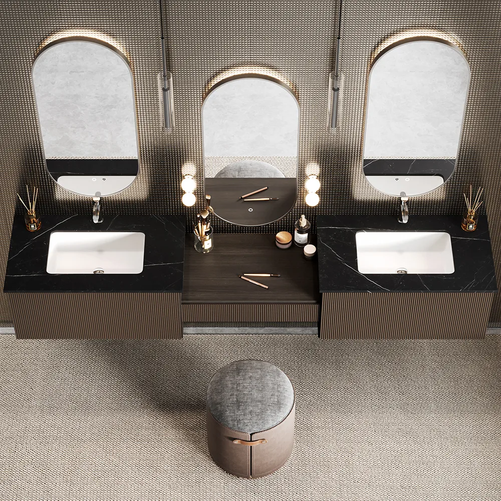 85" Modern Floating Bathroom Vanity Set with Double Sinks & Makeup Table — image 6