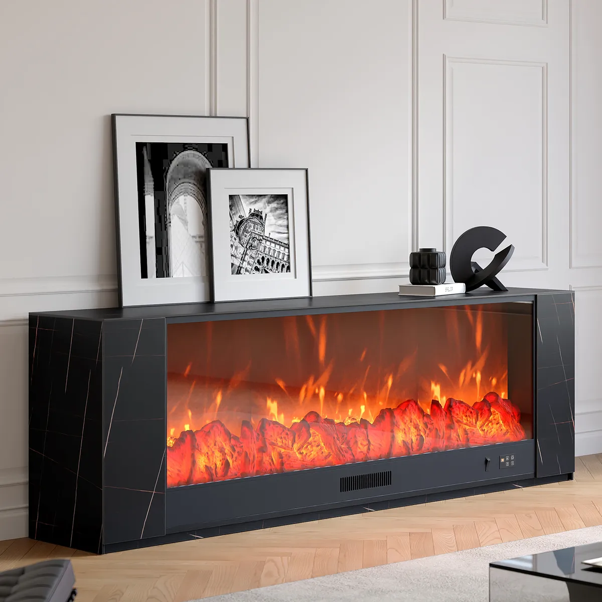 71" Sintered Stone Electric Fireplace TV Stand with Remote Control — image 11