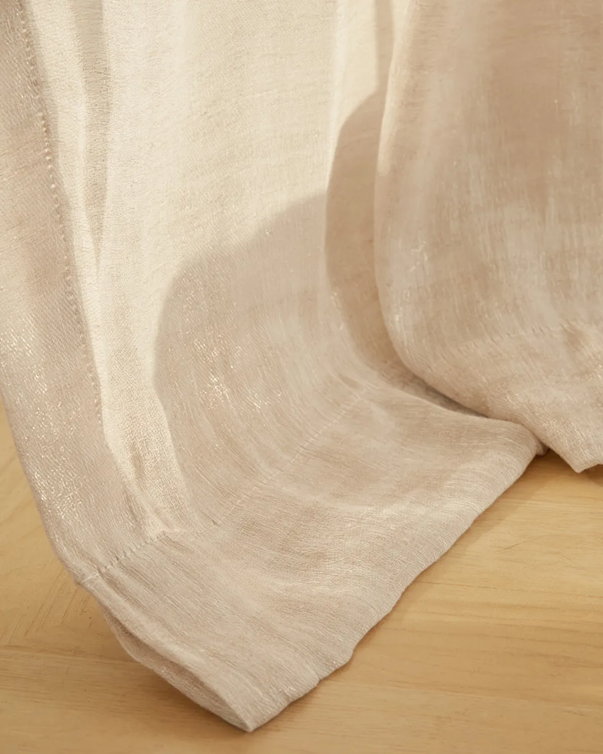 Silhouette 34 x 109 Inch Double French Pinch Pleat Sand Linen Woven Sheer Curtain — image 5
