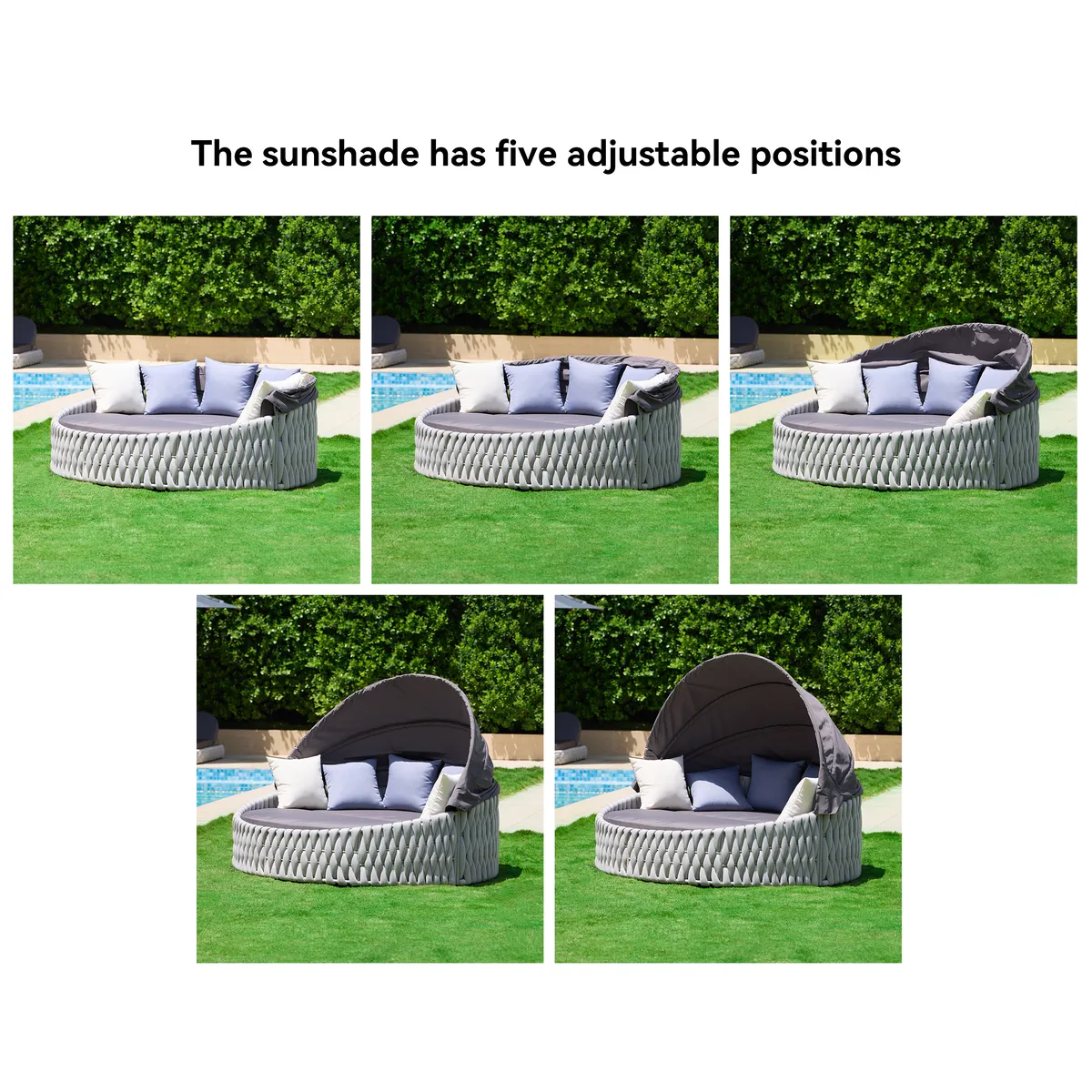 Cocaro Round Garden Polyrattan Sun Island with Roof and Weatherproof Cover — image 7