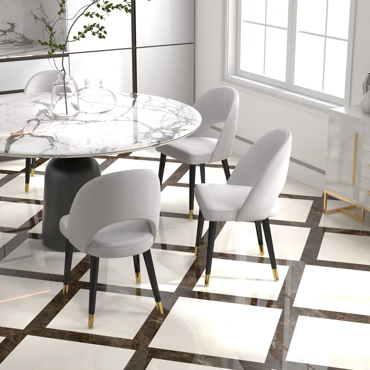 4-Pieces Modern Dining Chairs Cotton and Linen Upholstery — image 21