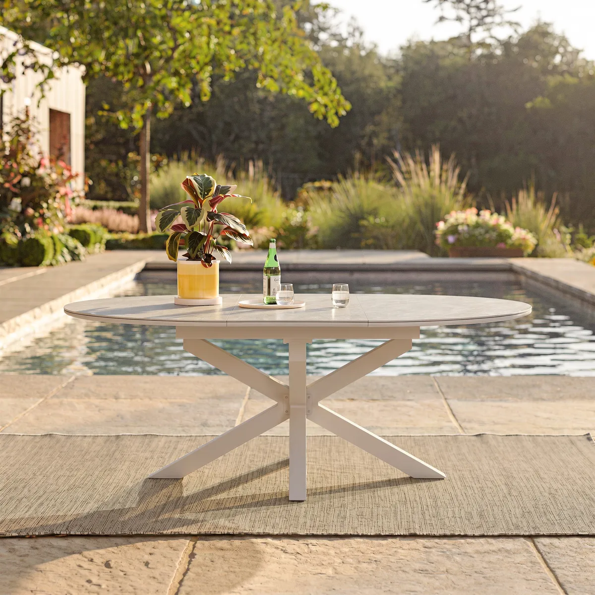 Outdoor Aluminum & Sintered Stone Extendable Dining Table — image 4