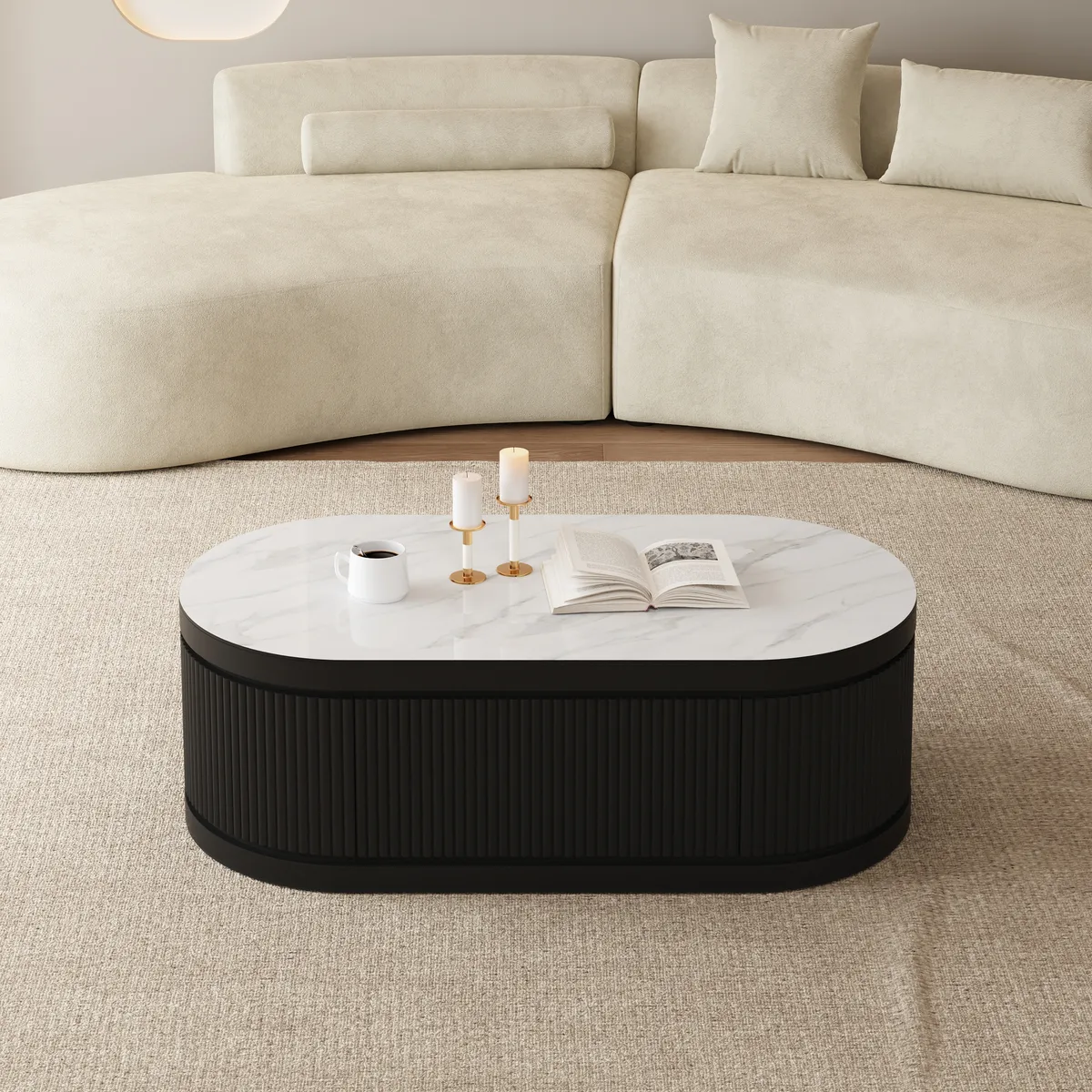 Velar 47"-67" Extendable Coffee Table with Sintered Stone Top and Storage — image 17
