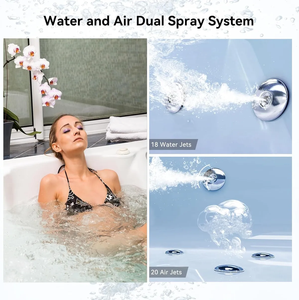 71" Double Acrylic Whirlpool Bathtub Jetted with Temperature Control & LED Whirlpool Heated Corner Tub — image 5