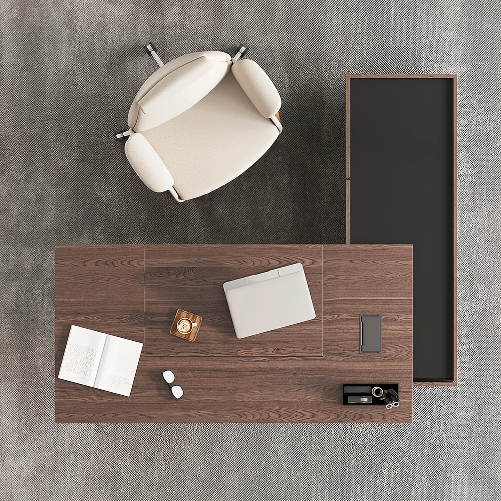 Modern 72" L-Shape Whitewash Standing Executive Desk with lifter Desktop Left Hand — image 20