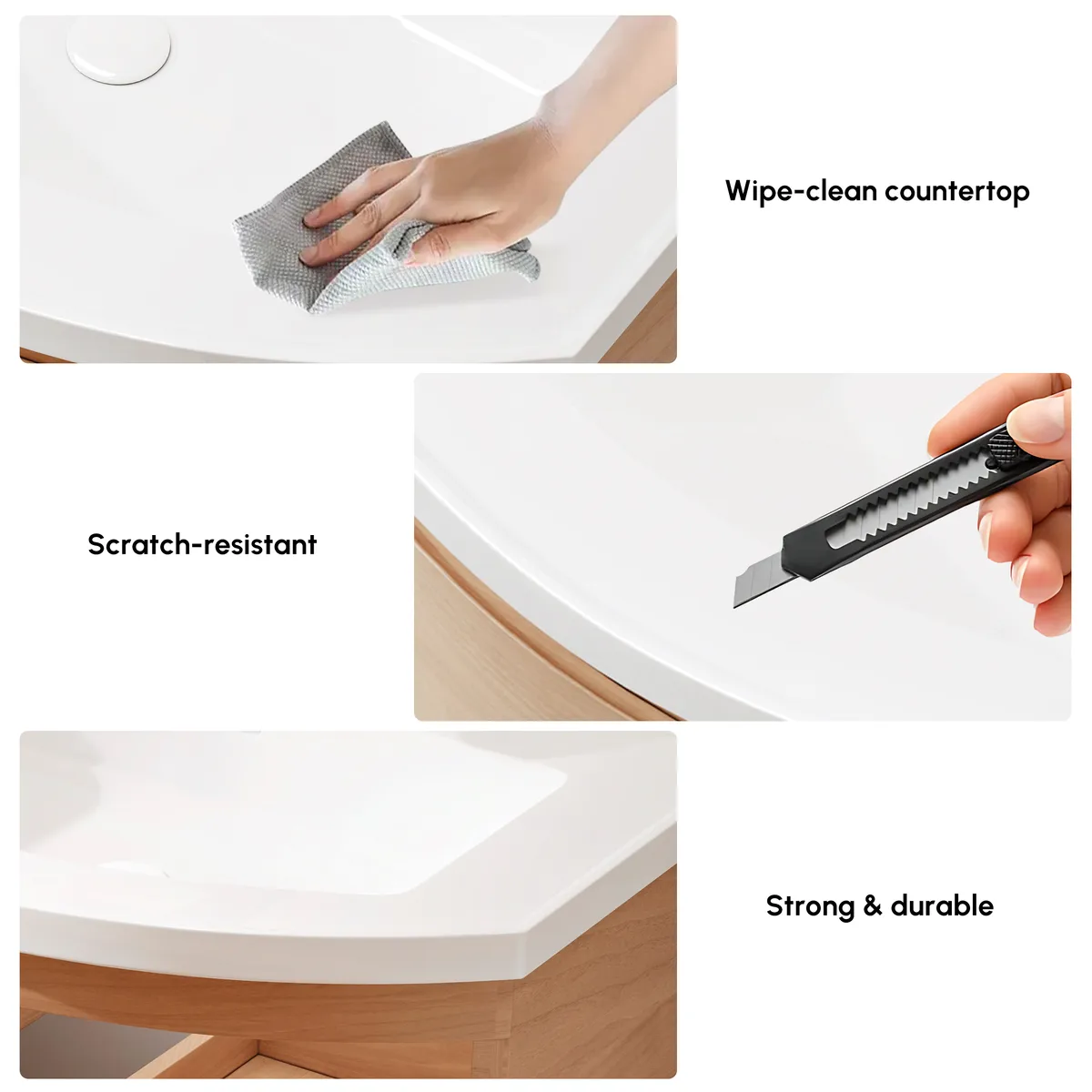 35" Floating Curved Bathroom Vanity Half-Circle Bathroom Cabinet — image 15