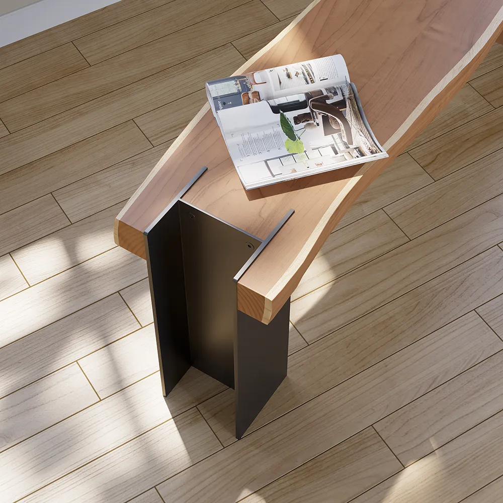 Natural Wood Entryway Bench Modern Bench with Steady Metal Legs (47.2'') — image 4
