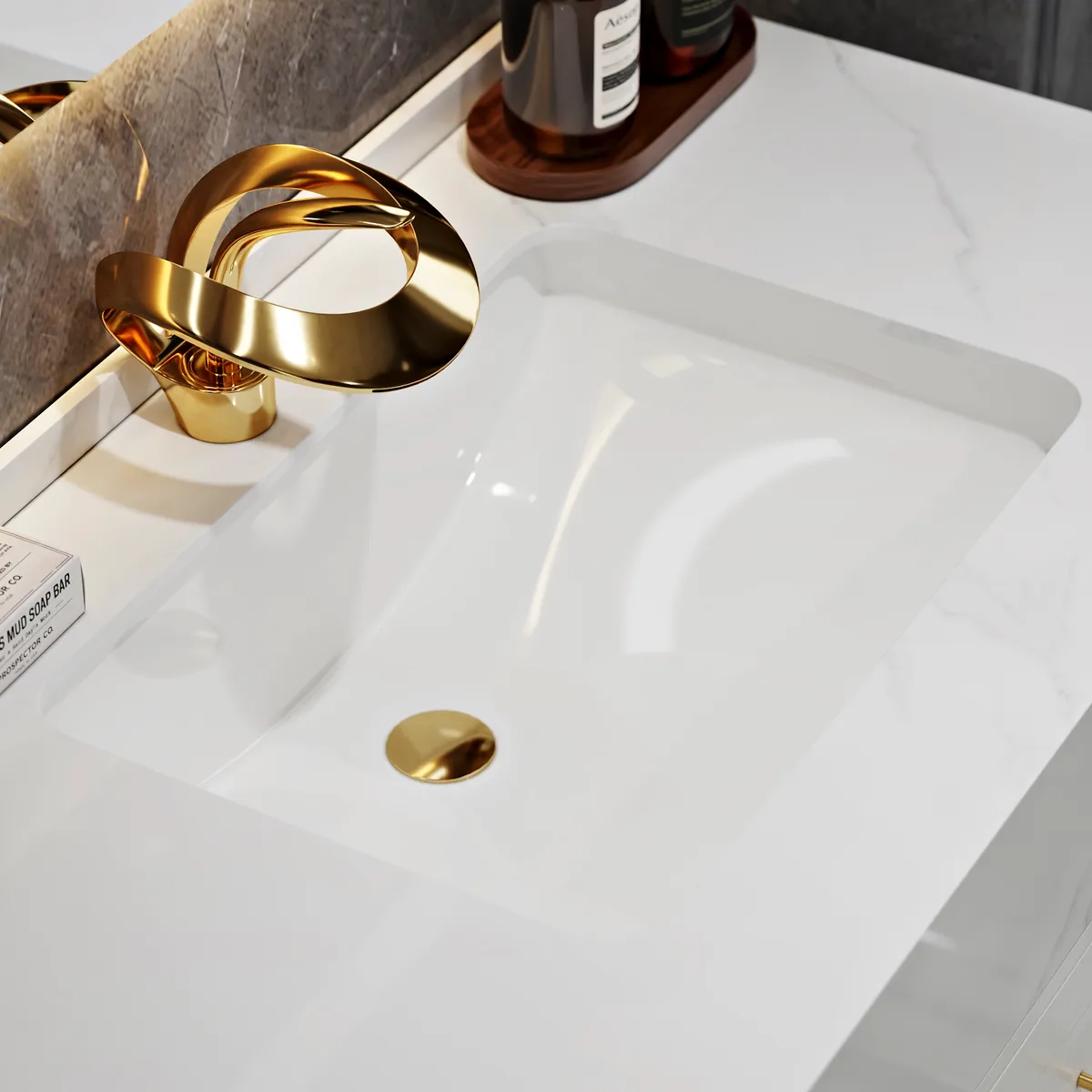 35.4" Floating Bathroom Vanity with Cultured Marble Vessel Sink with 2 Drawers — image 16