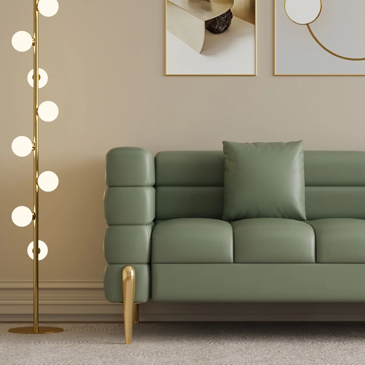 78.7" Modern White Boucle Upholstered Fluted 3-Seater Sofa for Living Room with Pillow White Boucle Accent Chair Modern Modular Armchair — image 18