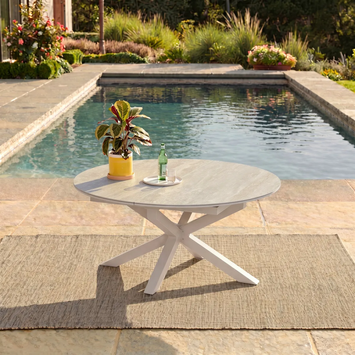 Outdoor Aluminum & Sintered Stone Extendable Dining Table — image 3