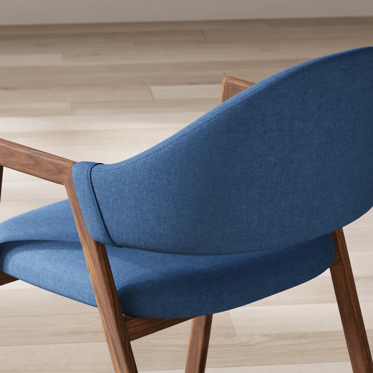 Blue Linen Upholstered 4-Piece Dining Chair Curved Back Chair — image 9