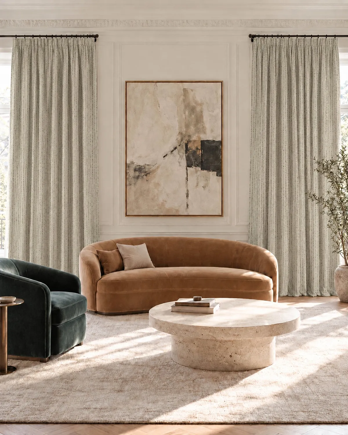 Liwa Linen Blend Patterned Custom Curtain