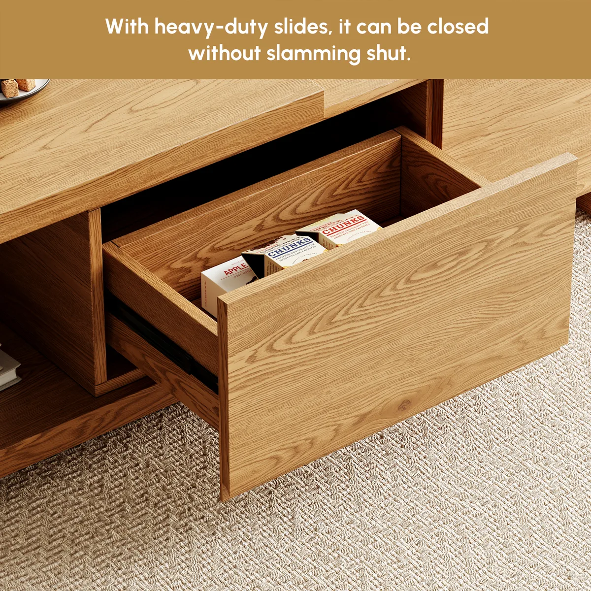 Quoint 68.9" Modern White Coffee Table Retracted & Extendable with 2-Drawer — image 21