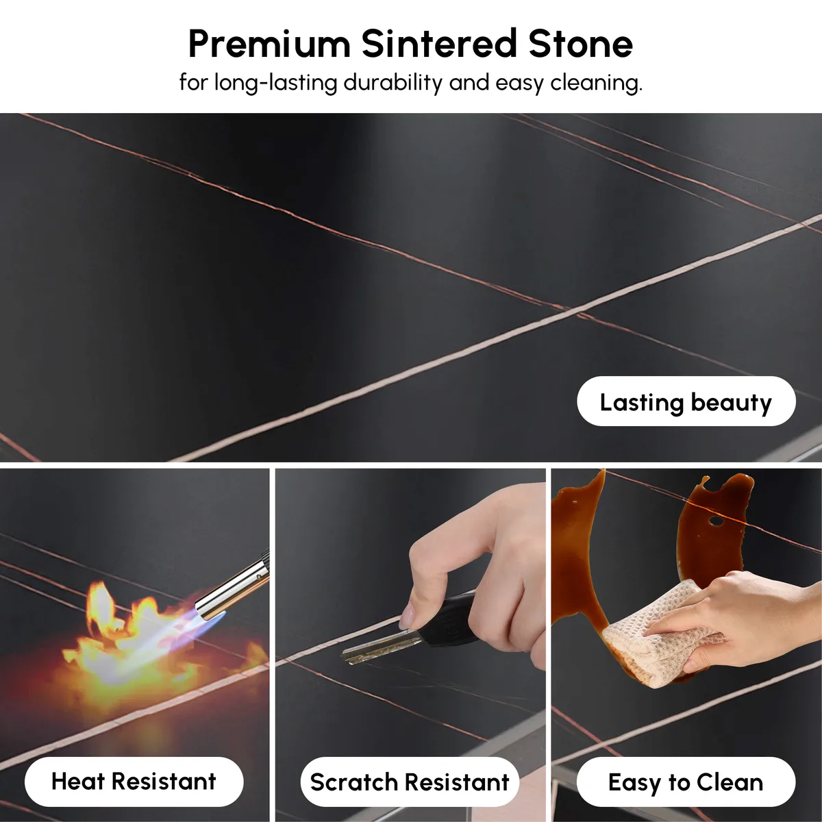 71" Sintered Stone Electric Fireplace TV Stand with Remote Control — image 17