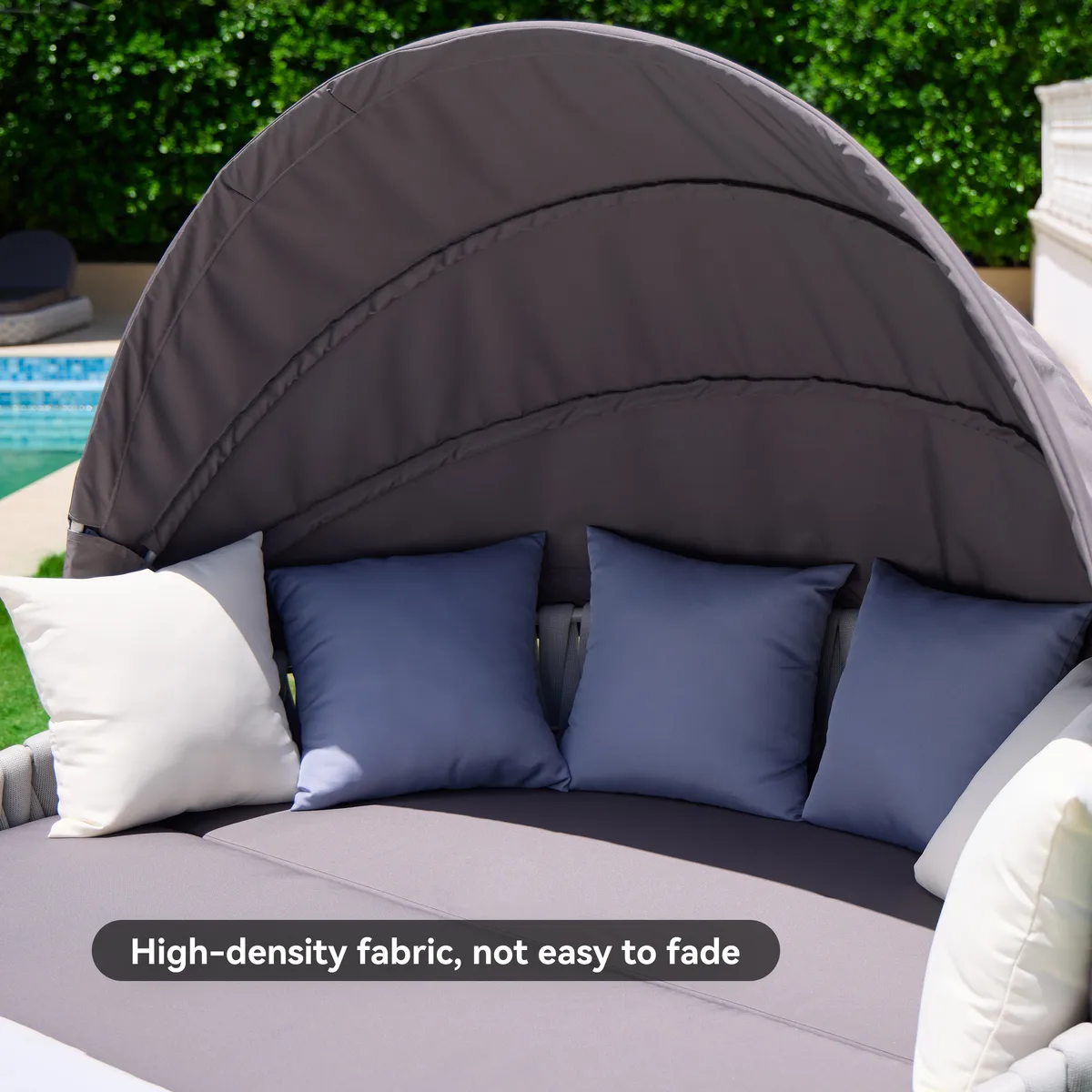 Cocaro Round Garden Polyrattan Sun Island with Roof and Weatherproof Cover — image 5