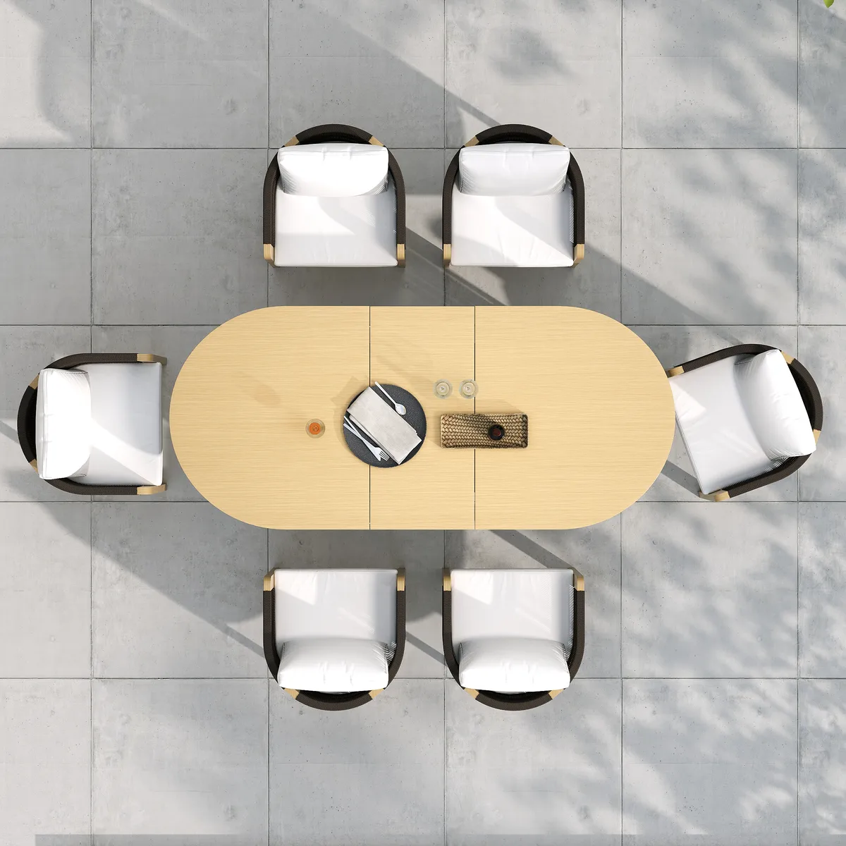 Costra 9-Piece Outdoor Rope & Aluminum Extendable Dining Set with 8 Chairs — image 22