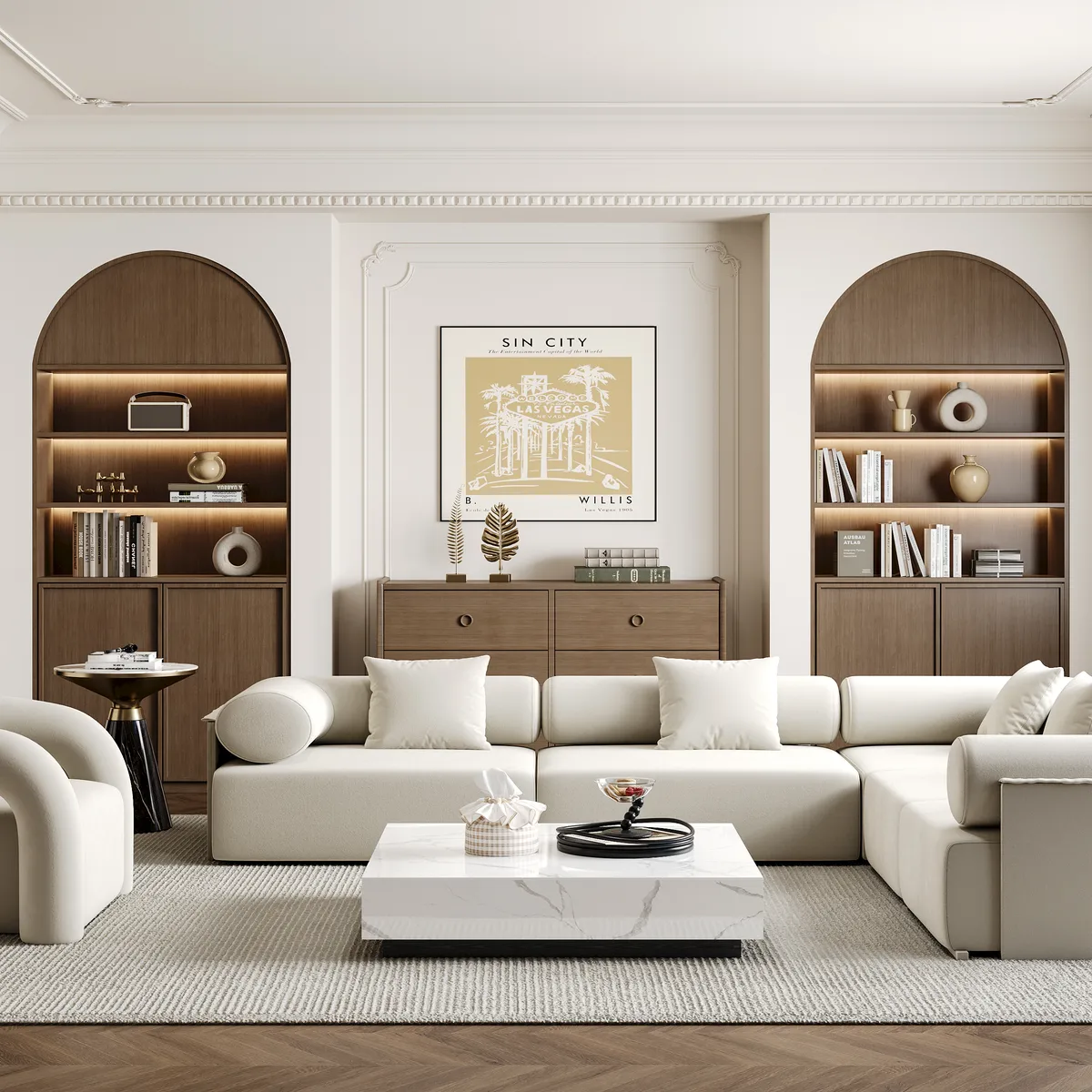 39" Square Sintered Stone Block Coffee Table With Wood Base — image 4