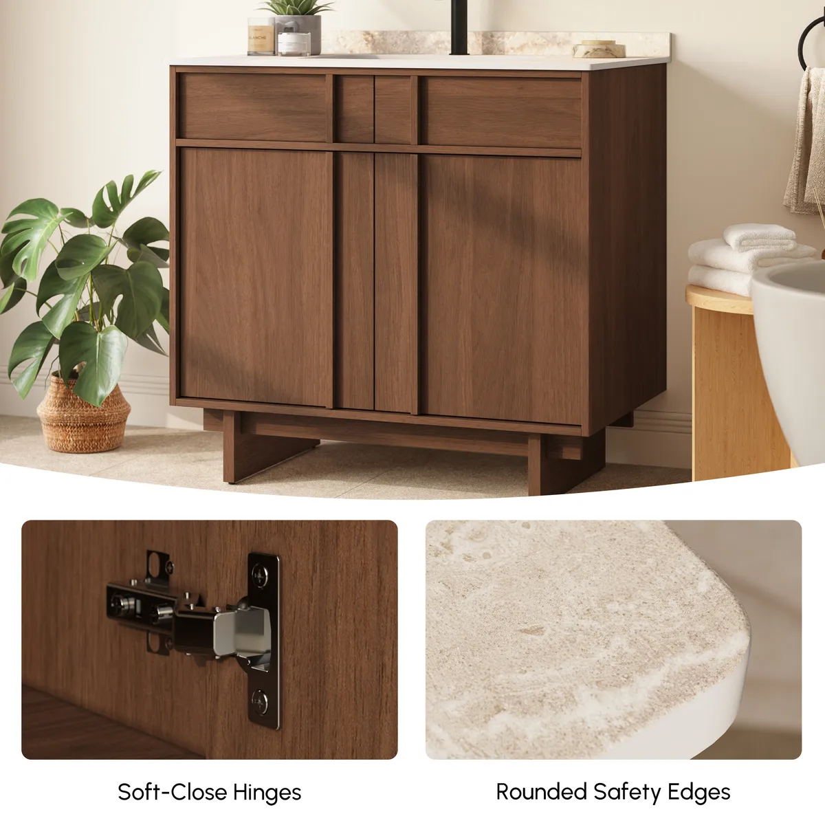 Panvyr 36" Mid-Century Bathroom Vanity with Sink & Sintered Stone Top Modern — image 9