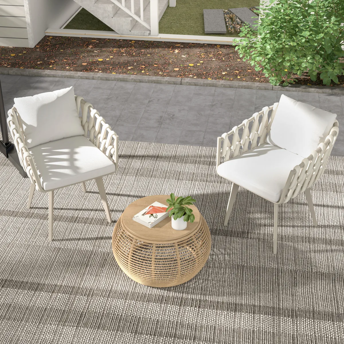 Outdoor Rope Weave & Aluminum Dining Chairs — image 10