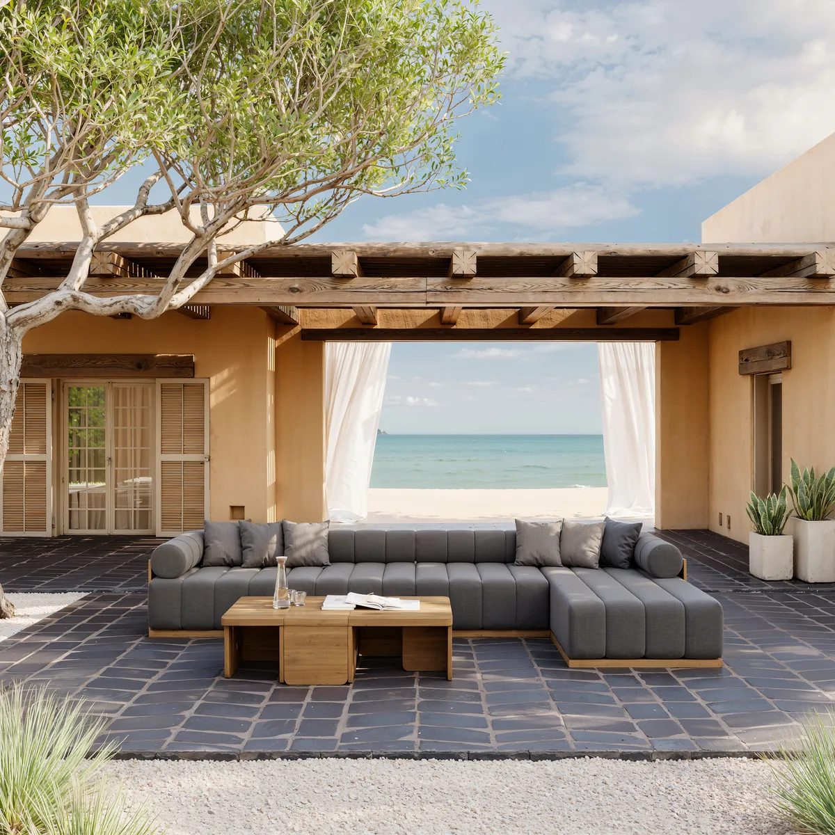 Resaro Outdoor 4-Piece Teak Modular Sectional Set — image 6