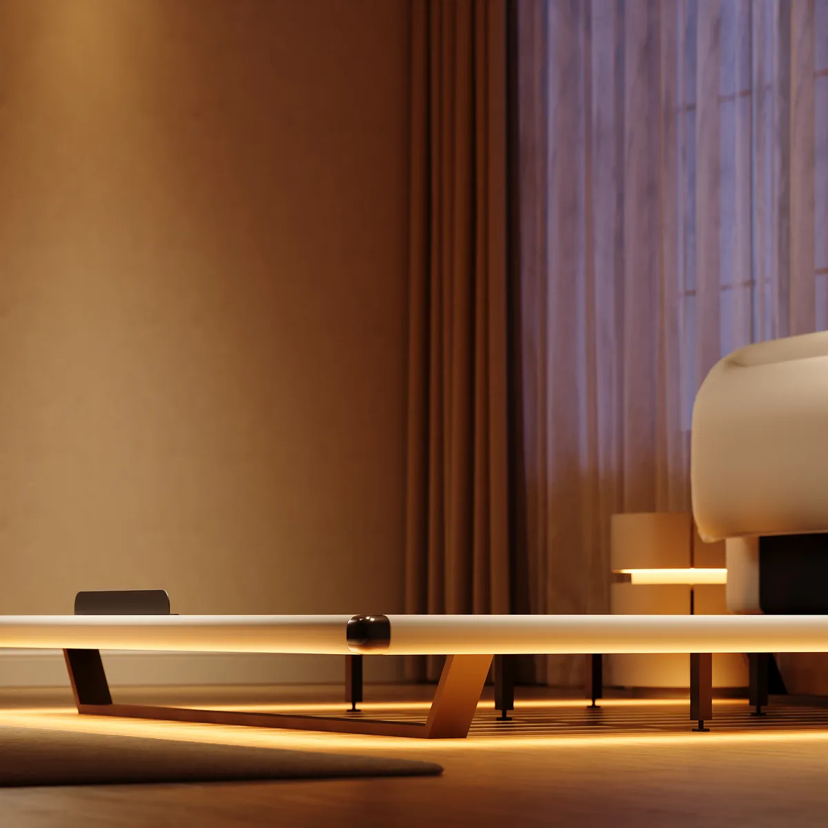 Modern King Size Floating Bed Frame with Light & Adjustable Headboard — image 16