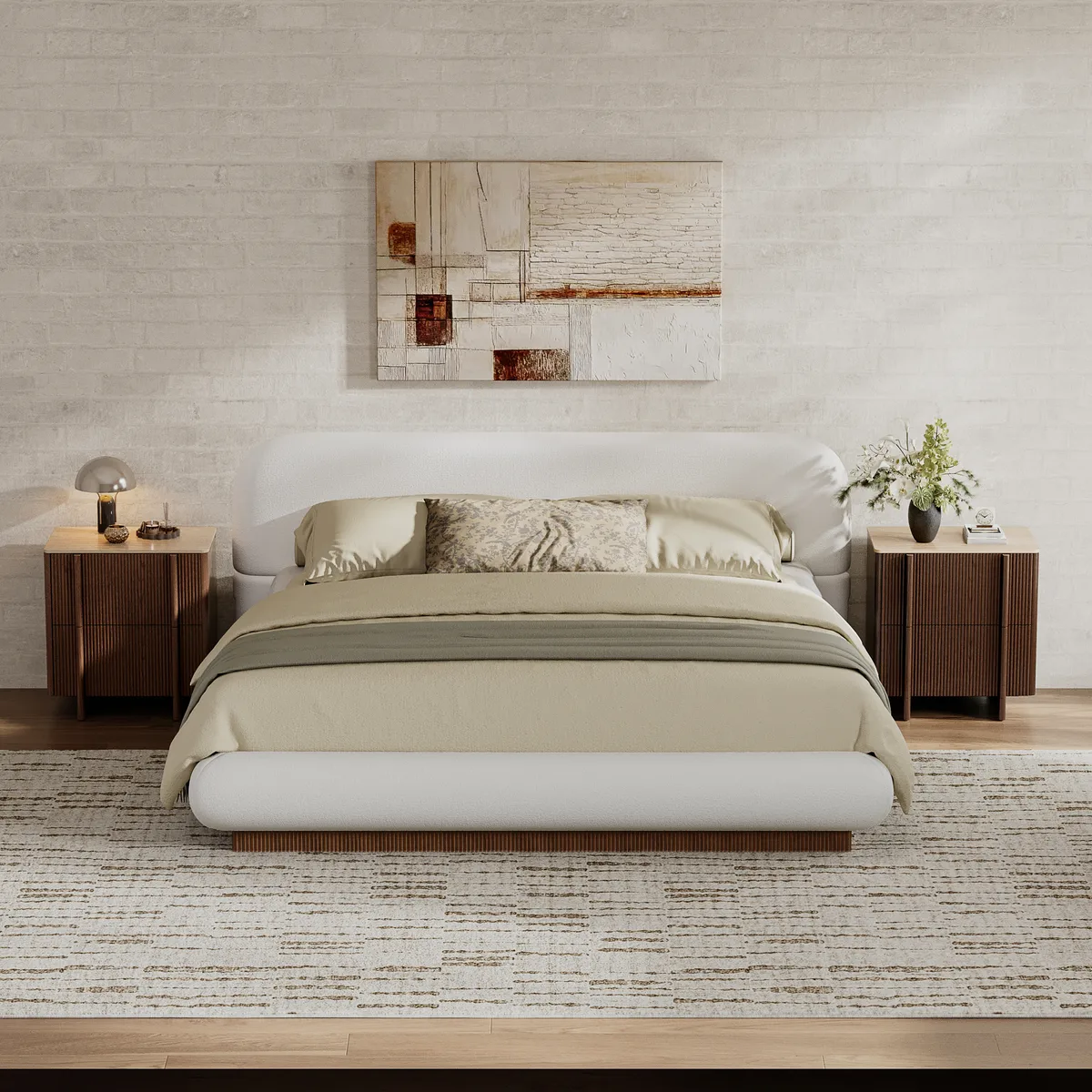 Lineva 24" 2-Drawer Nightstand with Faux Travertine Stone — image 6