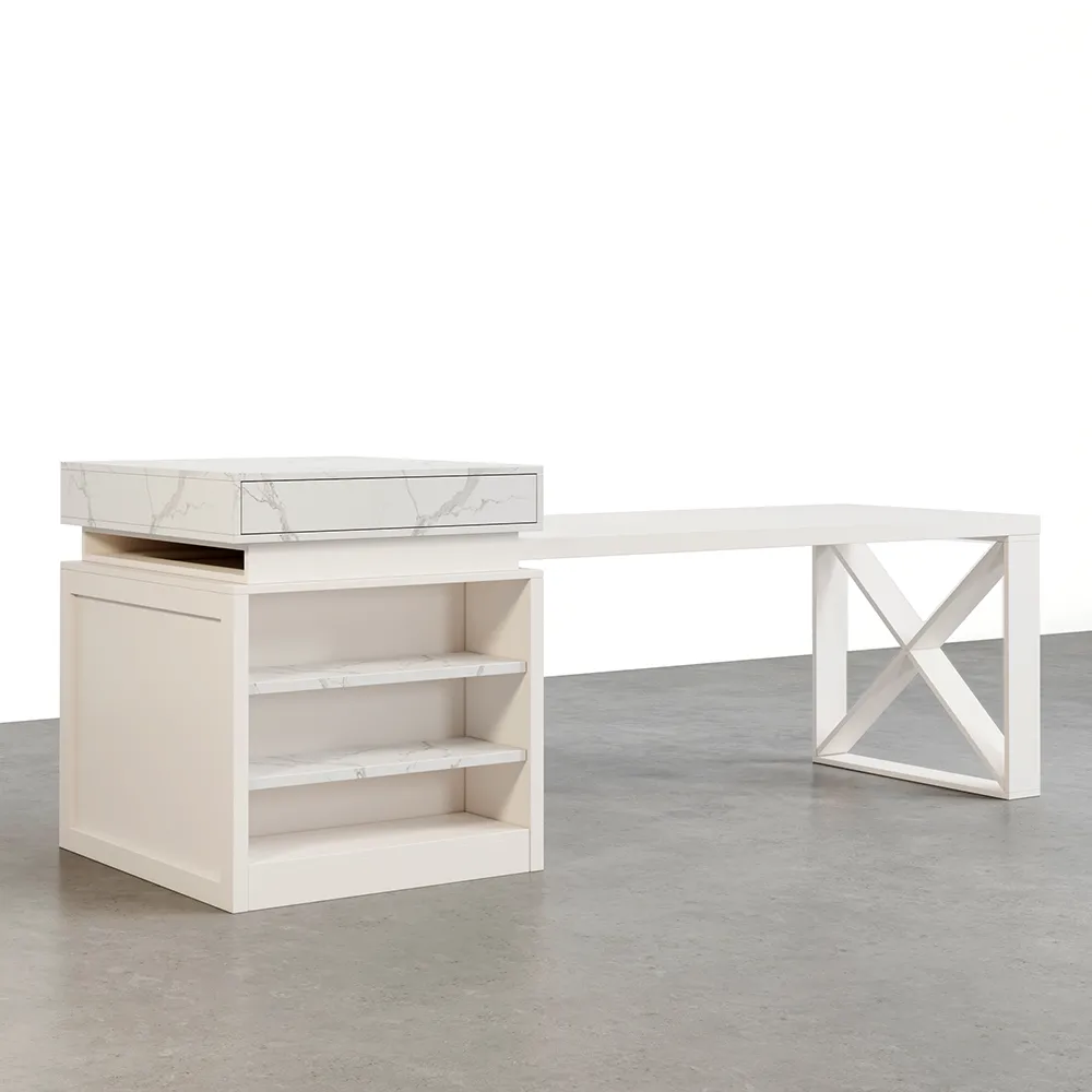 73"-93" Extendable White&Black Kitchen Island with Storage Kitchen Cabinet — image 10