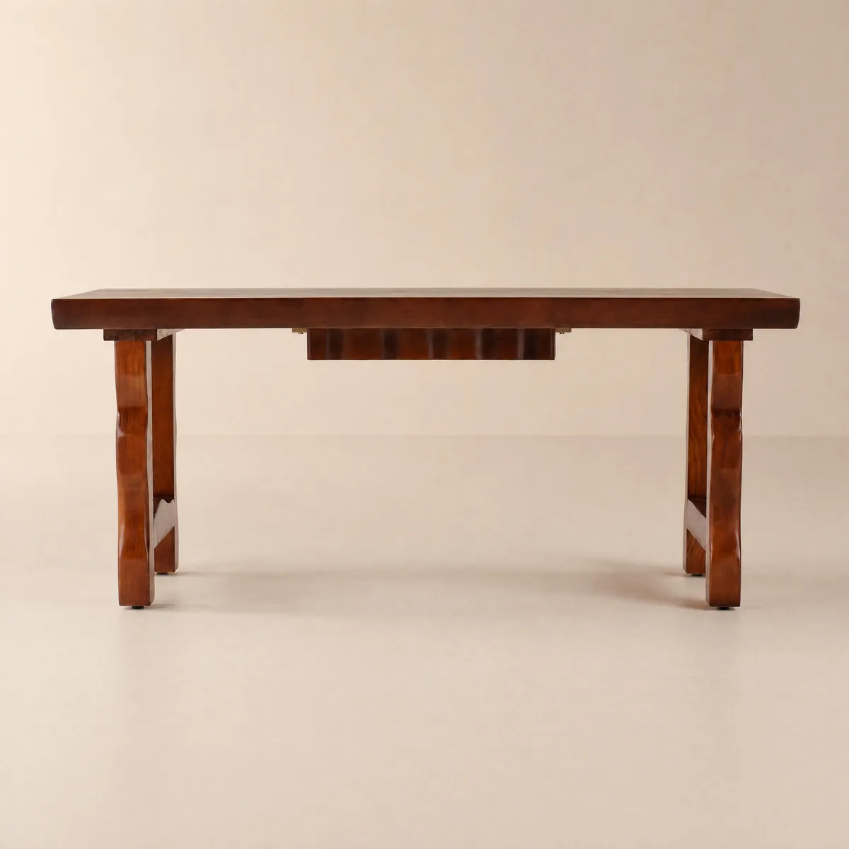 59.1" Modern Walnut Home Office Desk with Drawer Storage Rubberwood Desk — image 6