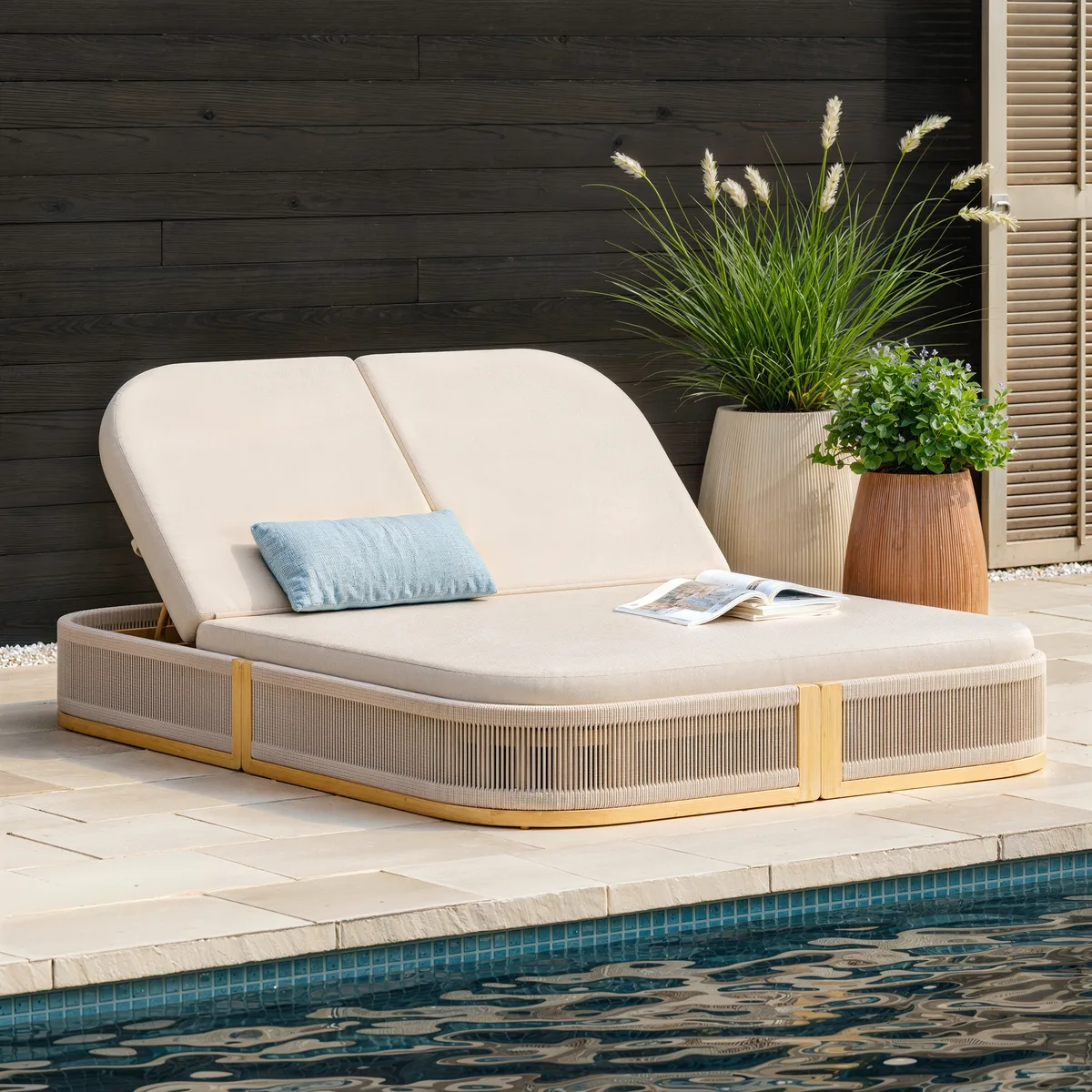 Costra Outdoor Aluminum & Rope Weave Reclining Chaise Lounge — image 13