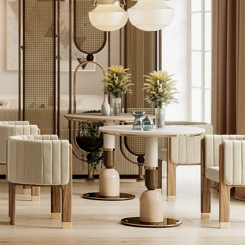 Modern Wood Accent Chair Beige Velvet Upholstered Arm Chair — image 5