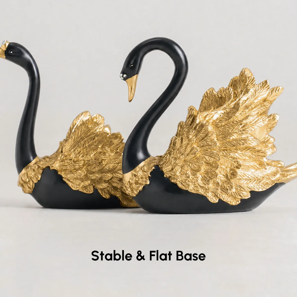 2-Piece Resin Swan Figurines, Black & Gold Decorative Storage Set — image 28