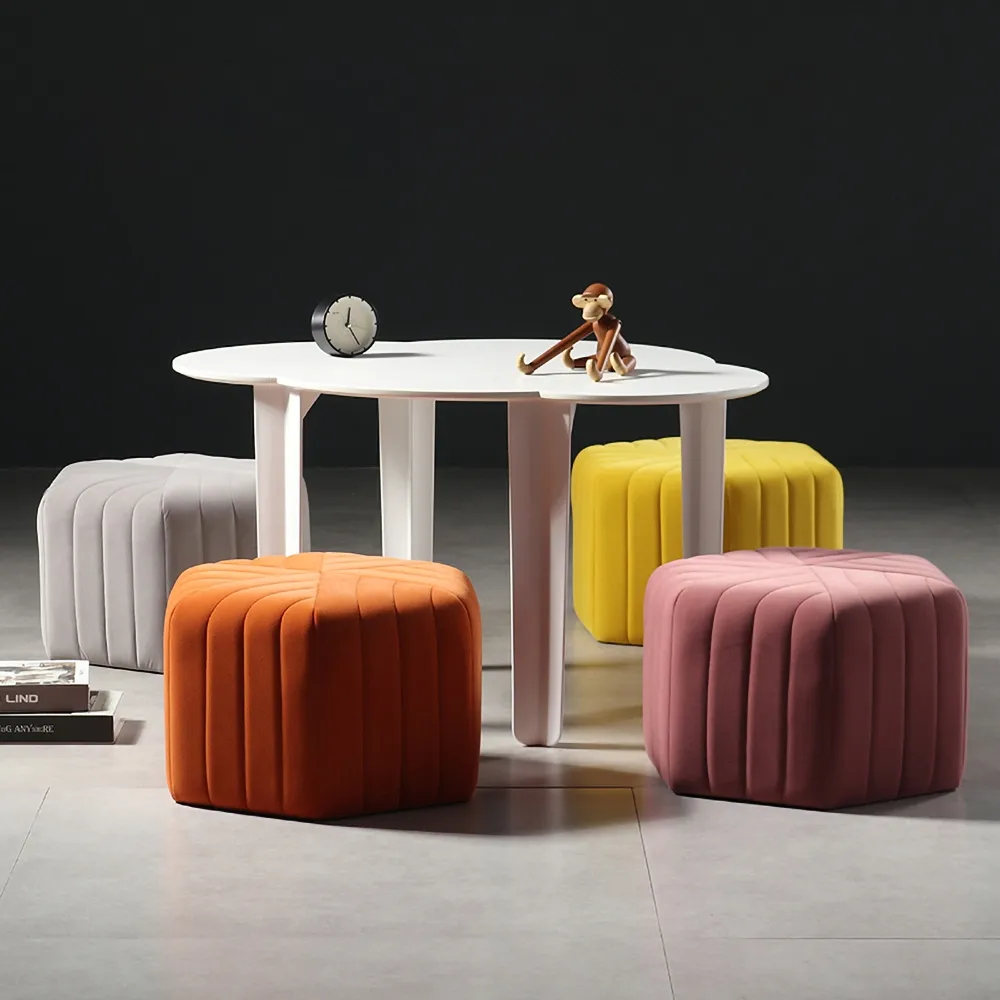 18.5" Wide Velvet Pouf Ottoman Hexagonal Ottoman — image 3