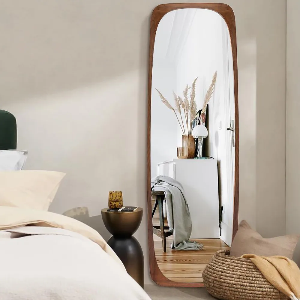 Mid-Century Rectangle Full Length Floor Mirror Wood Frame 69"x 20" Leaning Mirror — image 2