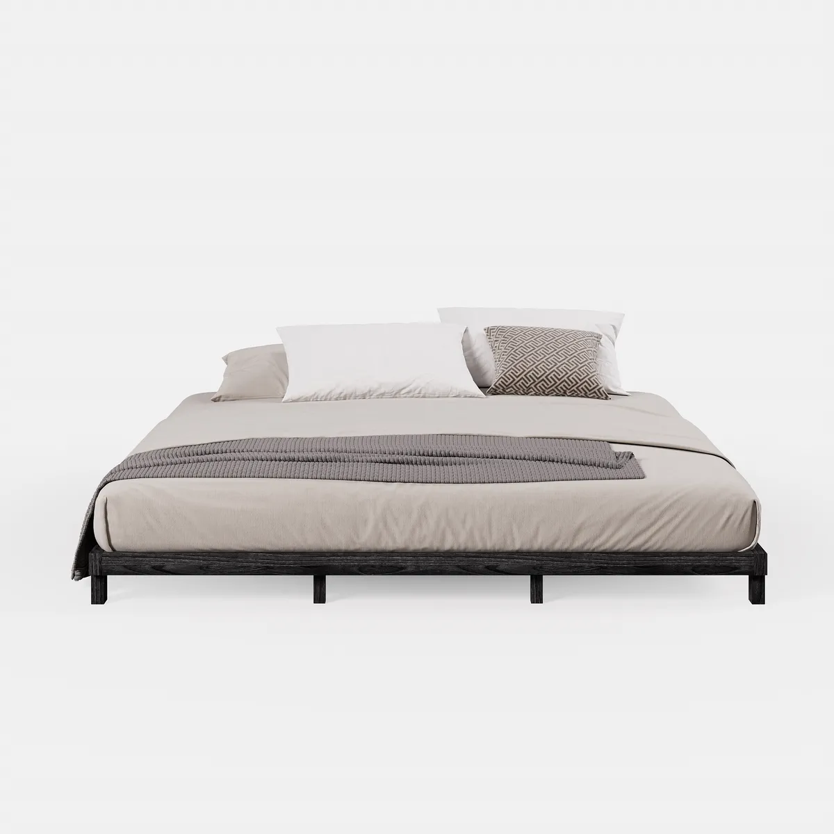 Japanese Style King Low Bed Frame Black Floor Bed — image 10