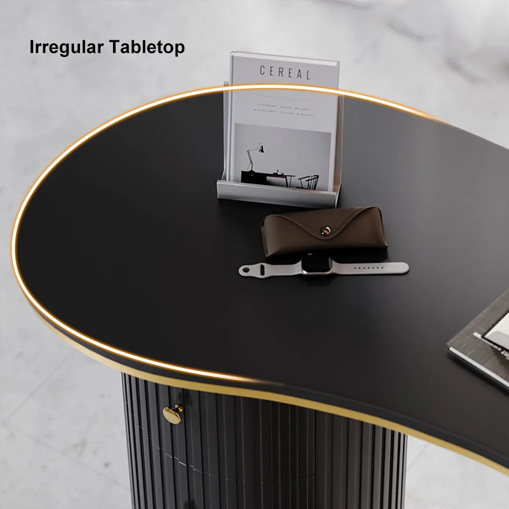 Matte Black Curved Wooden Office Desk & Adjustable Swivel Executive Chair — image 7