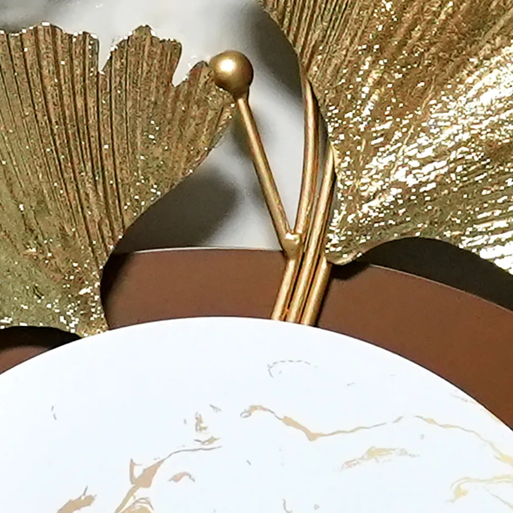 46.5" Modern Metal Wall Decor with Elegant Gold Ginkgo Leaf & Marble for Living Room — image 8