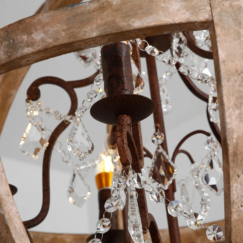 Rustic 5-Light Globe Chandelier Weathered Wooden Ceiling Light — image 6