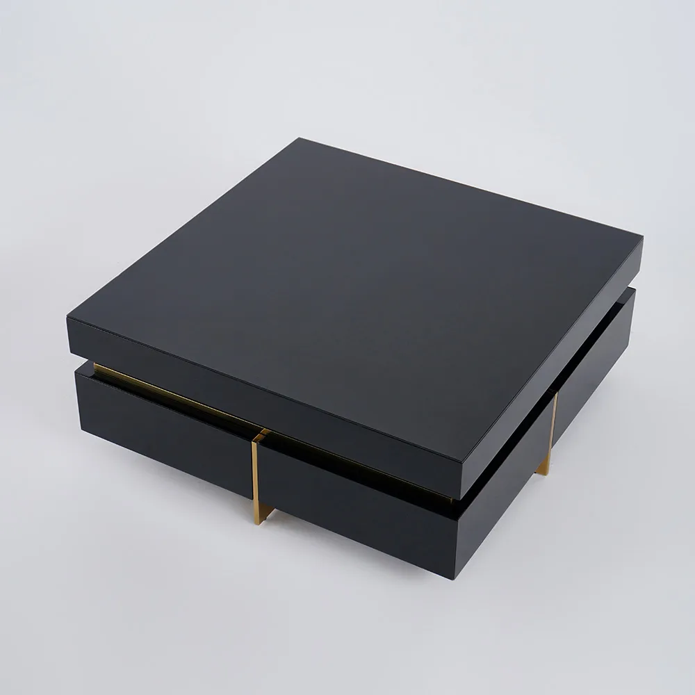 Black Modern Square Coffee Table with Drawers — image 19