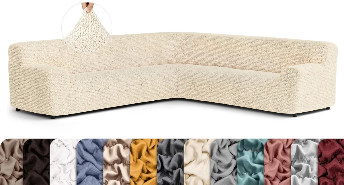 Oversized Corner Sectional Couch Cover - 1-Piece Furniture Protector - Form Fit, Machine Washable -MicrofibraCollection — image 21