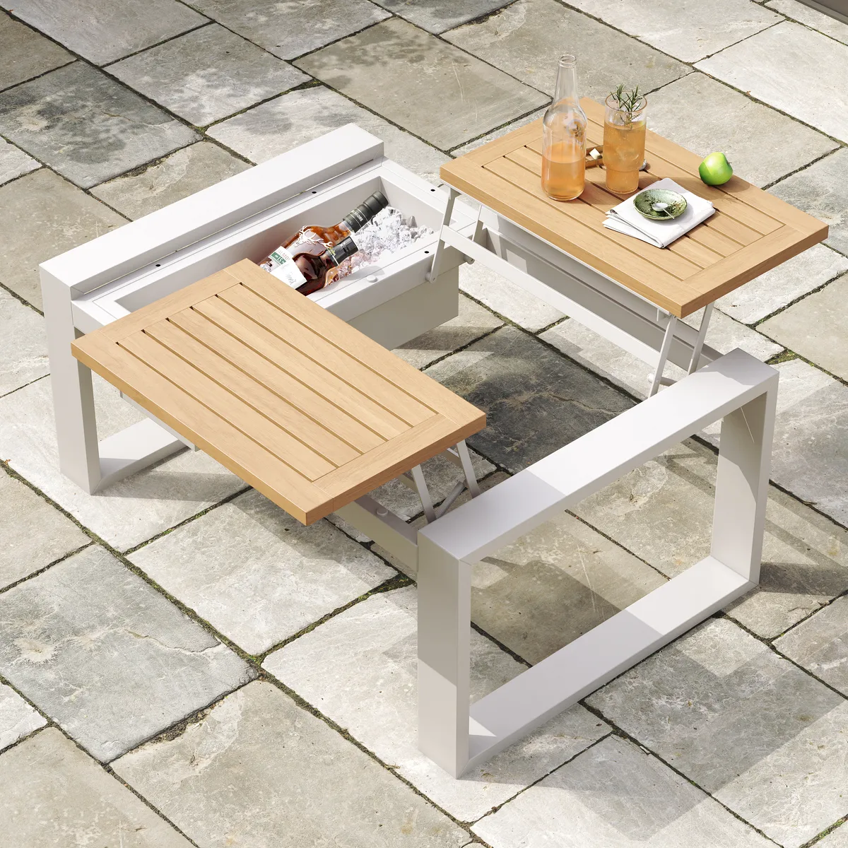 Slatera 4-Piece Modular Outdoor Sofa Set Aluminum & Acacia for 4 Person in Light — image 3
