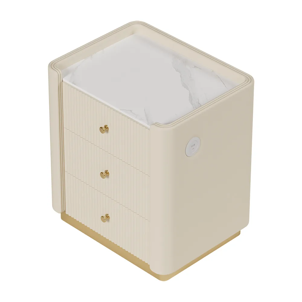 Modern 3-Drawer Nightstand with Sintered Stone Top & — image 7