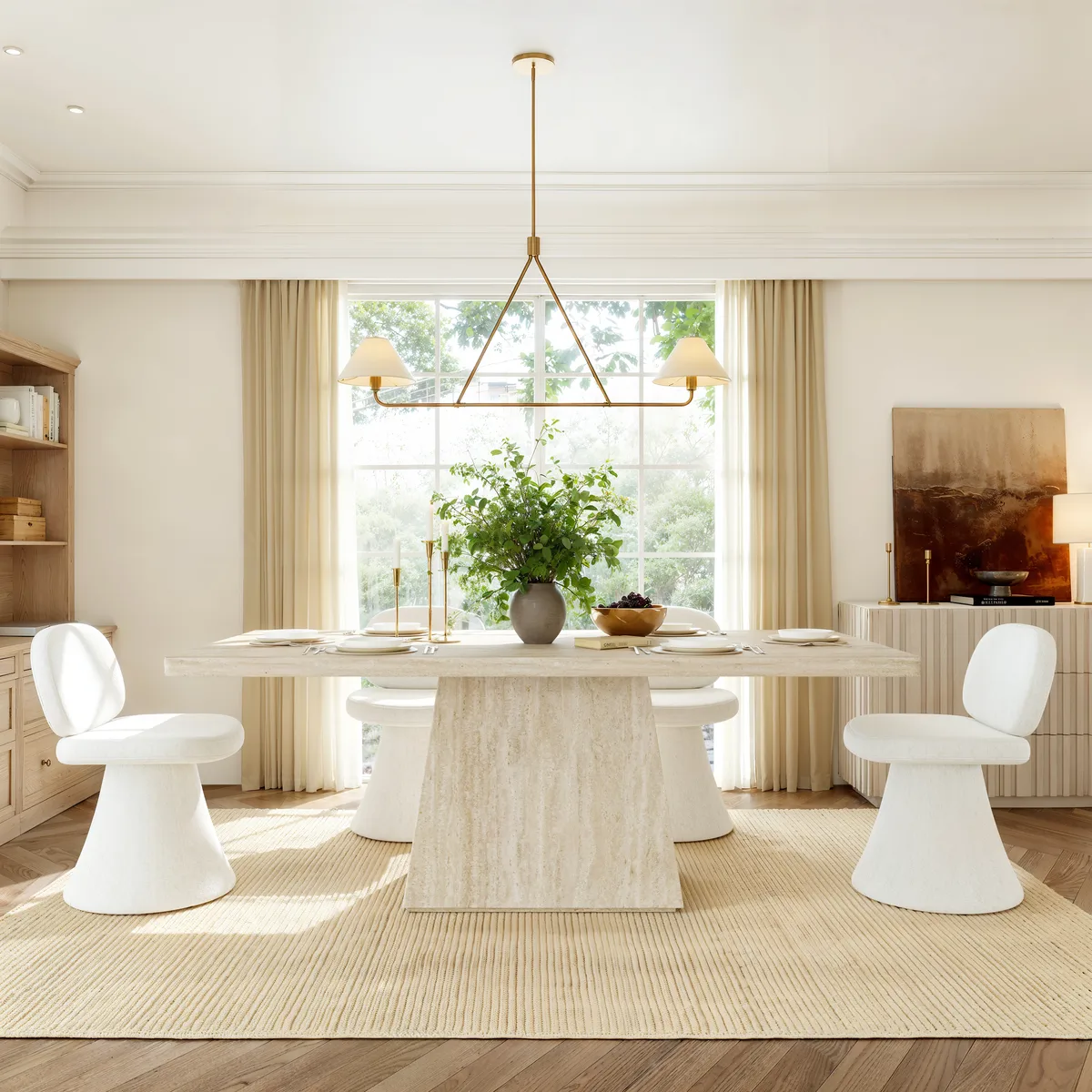 Warm White Performance Chenille Swivel Dining Chair — image 7