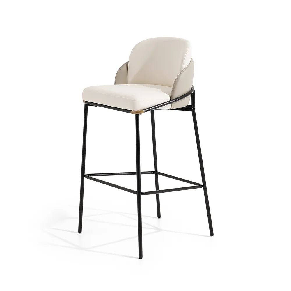 Modern PU Leather Counter Stool Black with Back & Footrest — image 23
