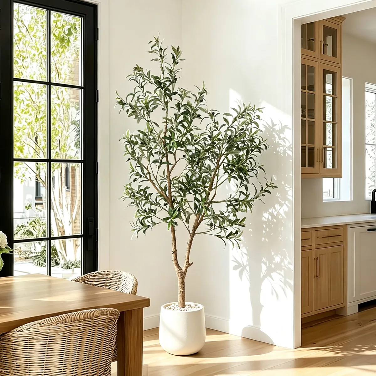 6 ft. Artificial Olive Tree with Planter and Decorative Pebbles — image 2