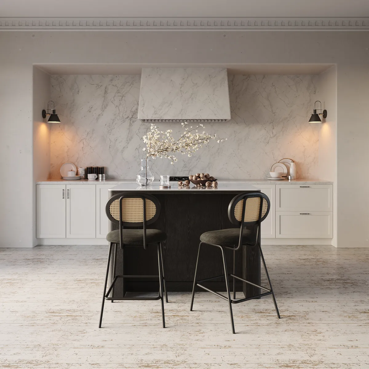 72" Sintered Stone Top Solid Wood Kitchen Island with Storage — image 5