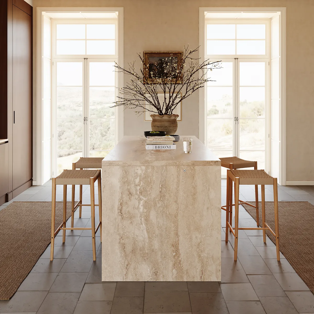 72" Waterfall Wood Kitchen lsland Fluted Panel Design with & Storage & LED Light — image 9