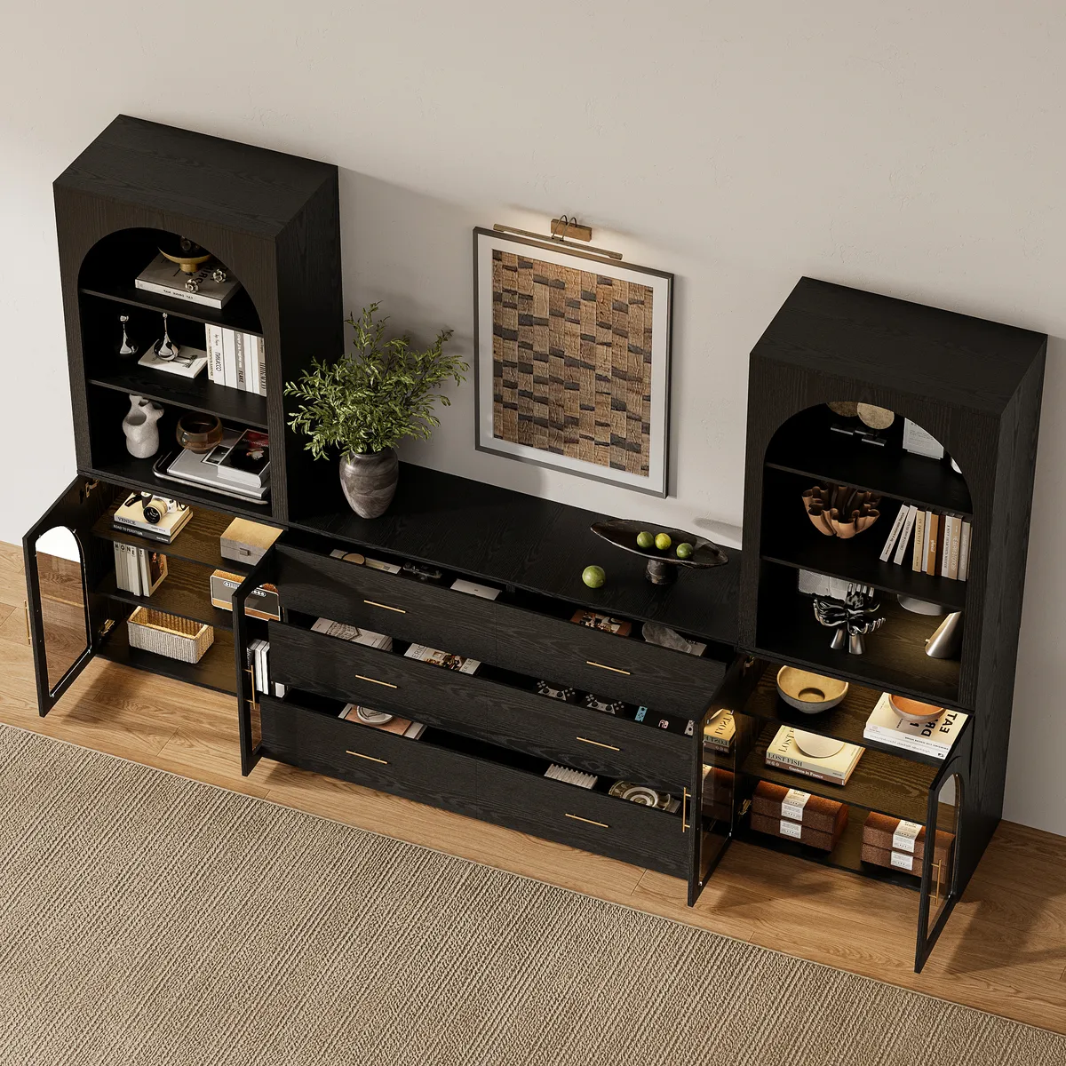 Arune 63" TV Stand with 6 Drawers Storage Chests — image 3