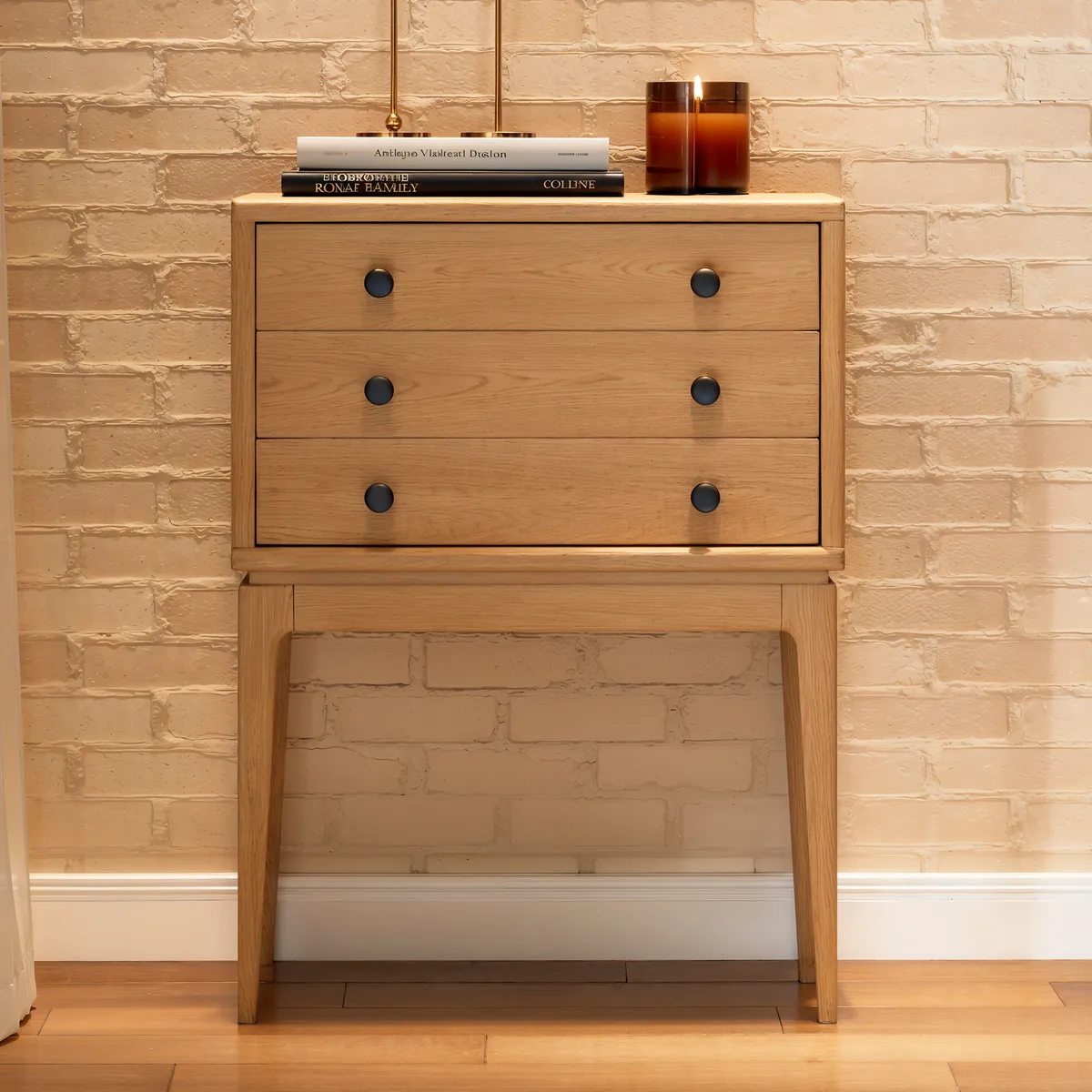 Mid-Century 3-Drawer Chest – Solid Ash Wood in Walnut Finish — image 12