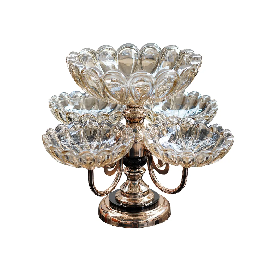 Rotating Glass Fruit Bowl – Multi-Tiered Storage with Gold Base — image 7